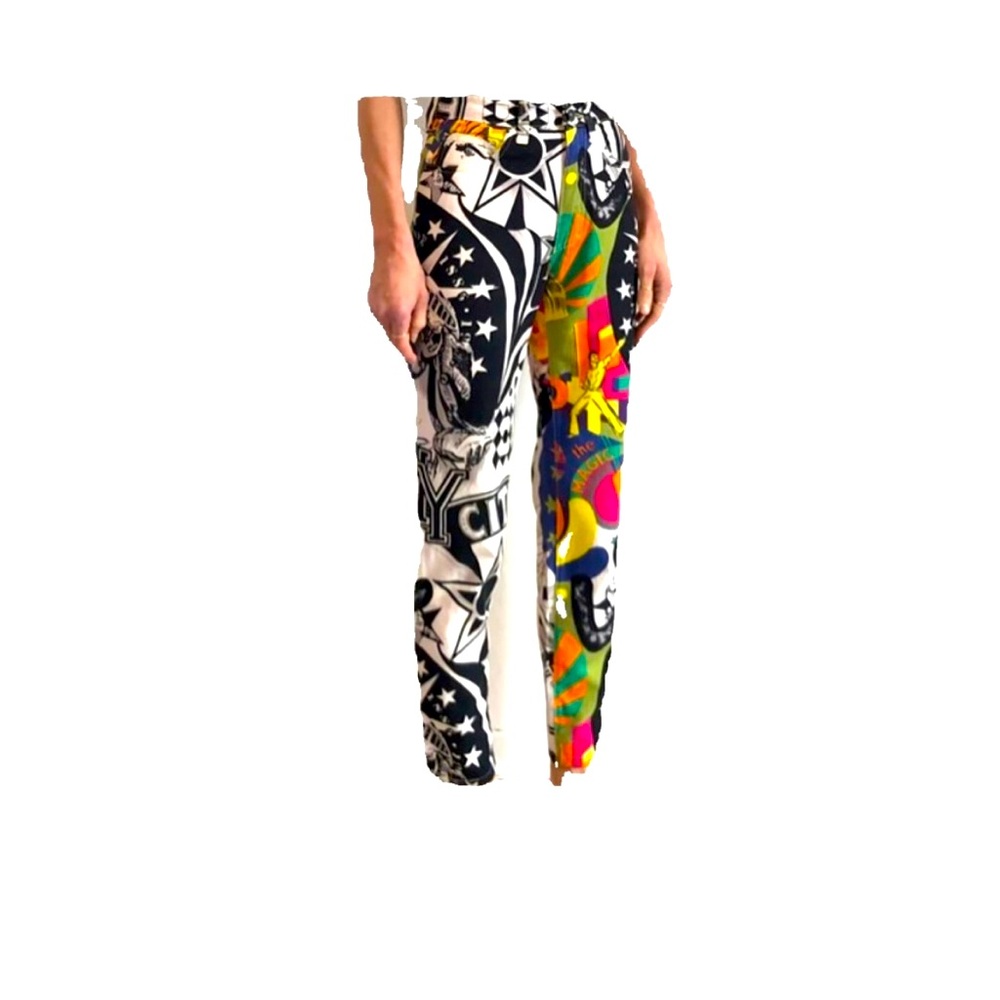 VERSACE COUTURE VINTAGE 1990s JEANS NEW YORK POP ART DESIGN SIZE 30
